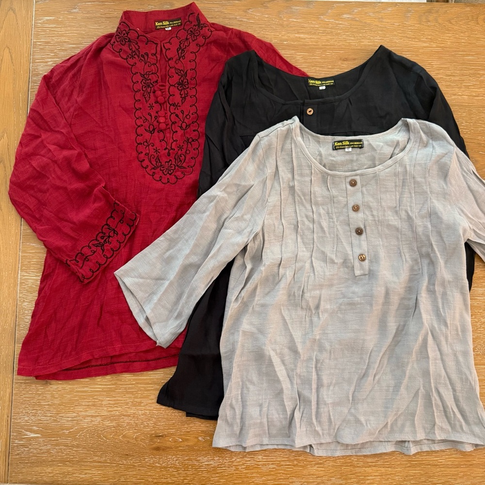 Bundle Set of Three Women's Red, Black, and Gray Tops S/M